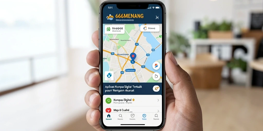 Antarmuka intuitif aplikasi Kompas Digital 666MENANG untuk navigasi mudah.