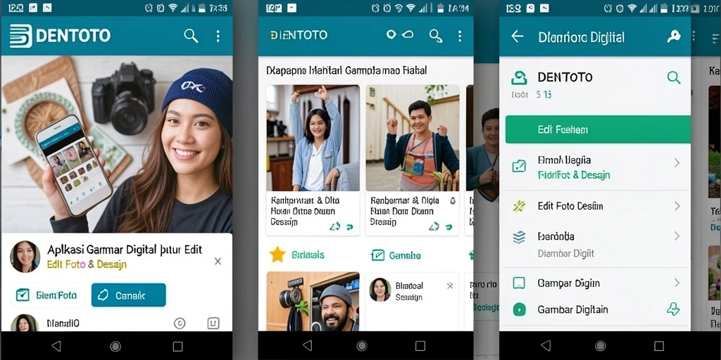 Tampilan antarmuka DENTOTO dengan berbagai alat edit gambar.