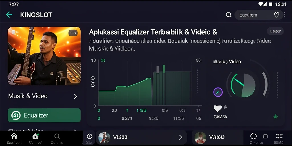 Antarmuka pengguna yang menarik dari aplikasi Equalizer KINGSLOT.