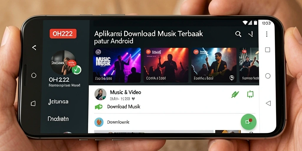 Tampilan antarmuka pengguna aplikasi Download Musik OH222.