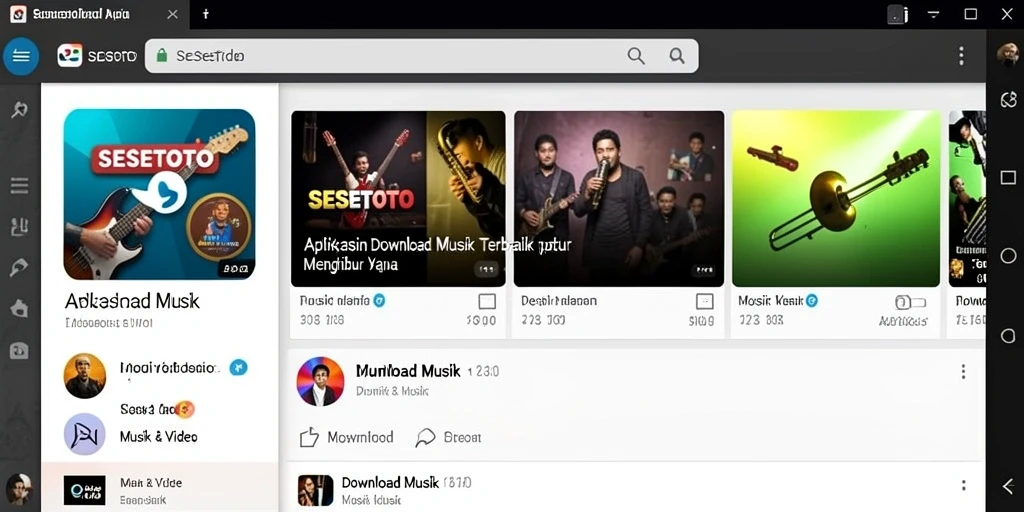Tampilan antarmuka SESETOTO untuk mengunduh musik dengan mudah.