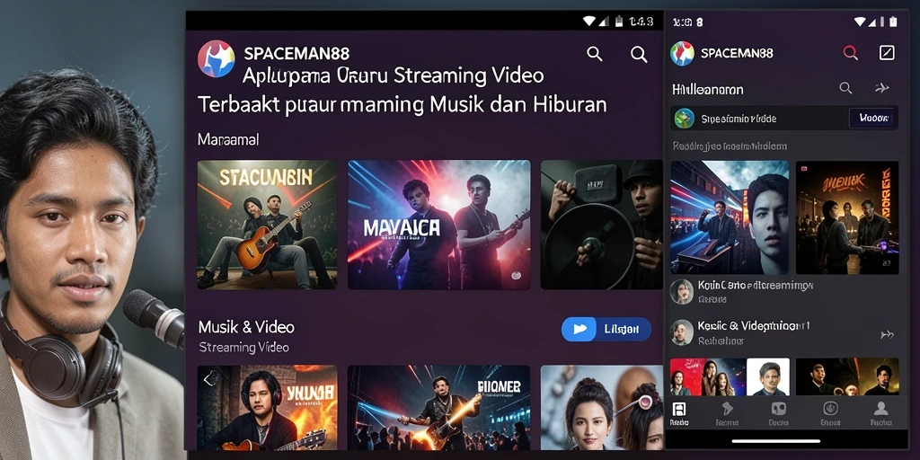 Antarmuka SPACEMAN88 yang intuitif menampilkan berbagai video musik dan hiburan.