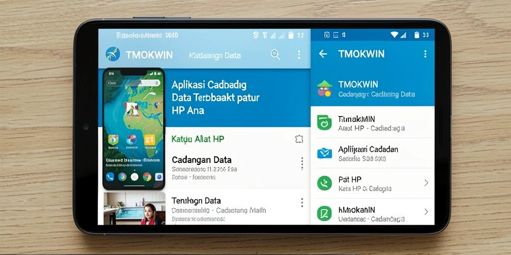 Tampilan antarmuka aplikasi TMOKWIN untuk cadangan data.